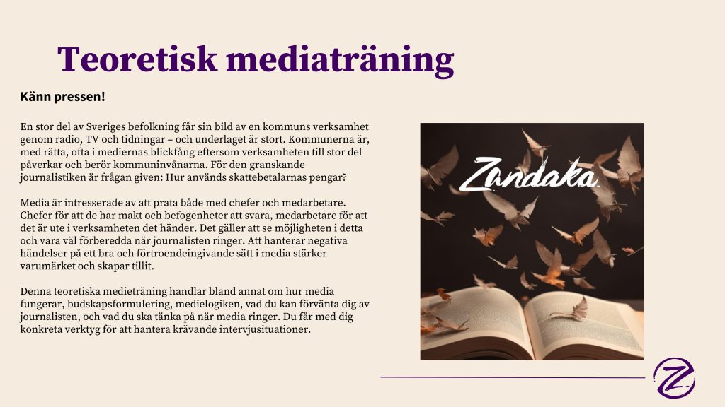 Bild ur Zandakas material om teoretisk medieträning