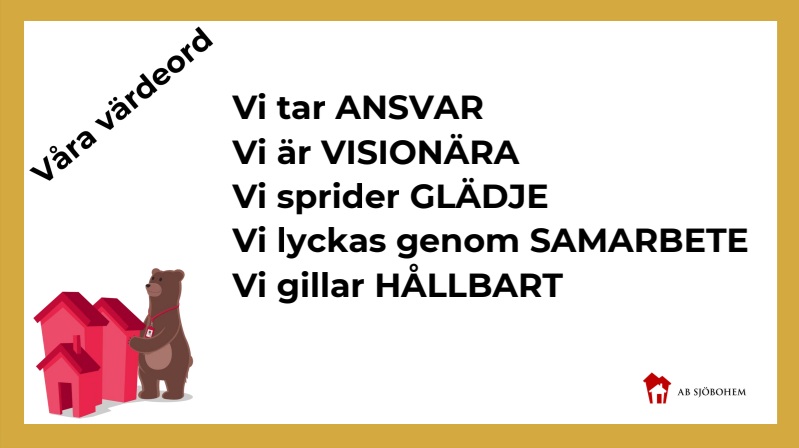Presentation med Sjöbohems fem värdeord